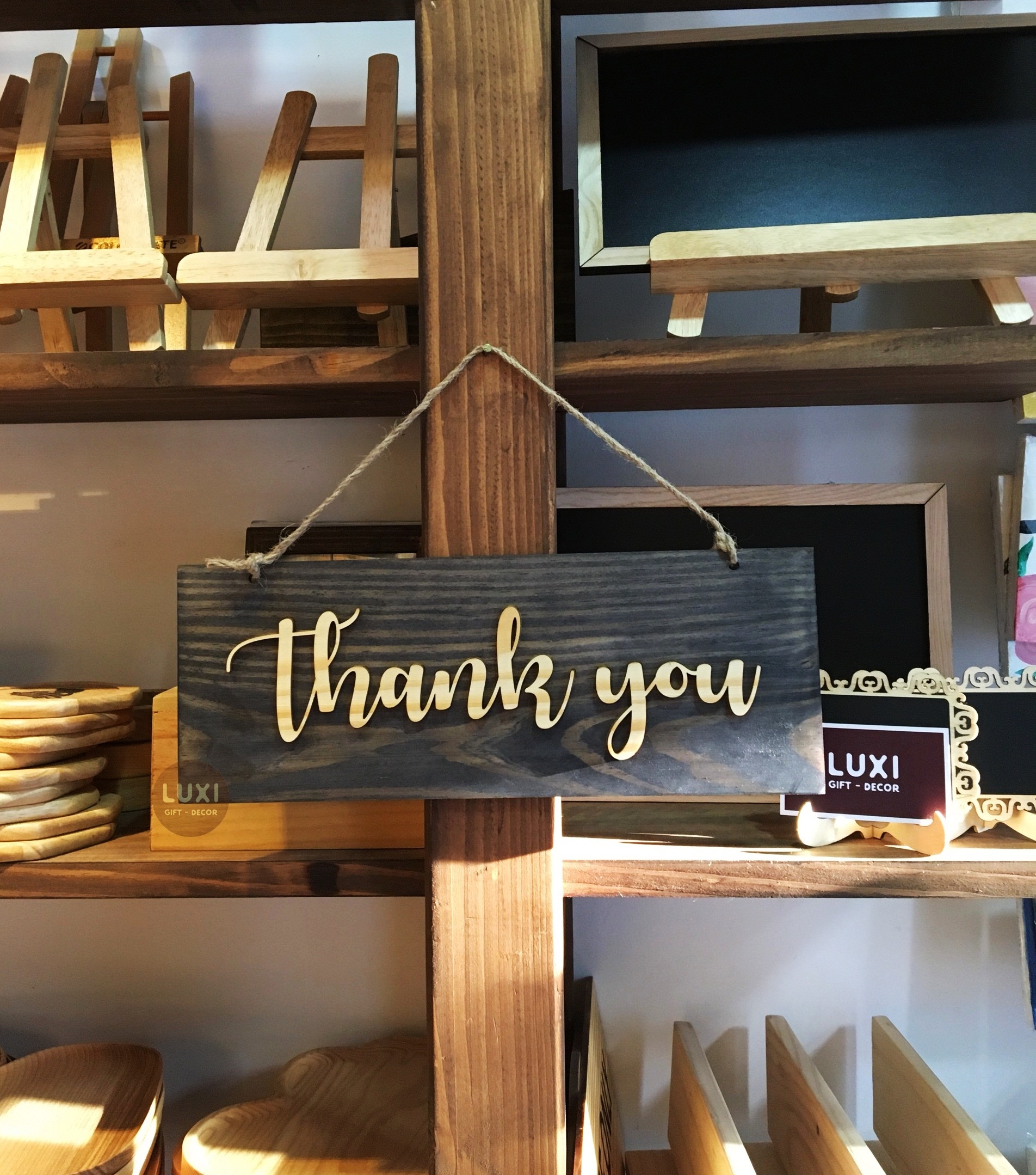 Bảng gỗ 2 mặt welcome - thank you luxi decor