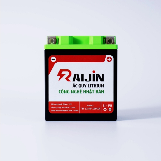 Bình ắc quy xe máy lithium RAIJIN Standard L công nghệ Nhật Bản điện áp 12v