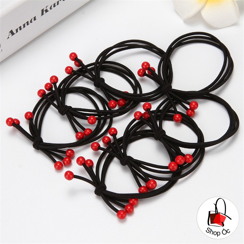 Sỉ 100 Dây Cột Tóc Chery 3 Hột Tua Phong Cách Hàn Quốc Siêu Dễ Thương