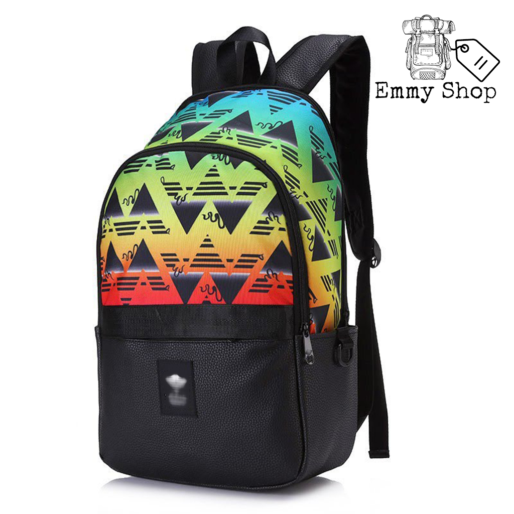 (KÈM QUÀ TẶNG) Balo thời trang 3 Sọc Graphic Backpack chất liệu Polyester chống thấm phối da simili