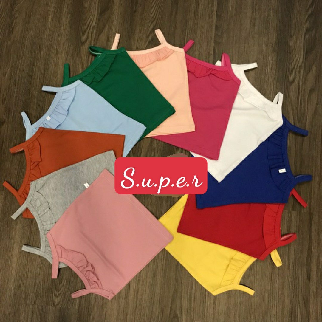 Áo 2 dây cho bé gái - Áo hai dây mẫu trơn cho bé gái 6-20kg chất cotton co giãn 4 chiều mềm mại thấm hút tốt
