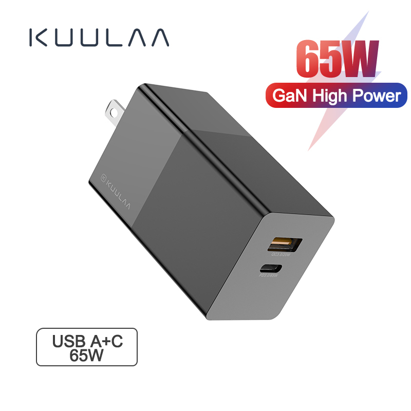 KUULAA Bộ sạc USB nhanh GaN PD 3.0 của Mỹ cho iPhone 11 Pro Hỗ trợ tối đa AFC FCP SCP QC 3.0 cho Samsung S10 Plus Bộ sạc USB nhanh 65W của Mỹ