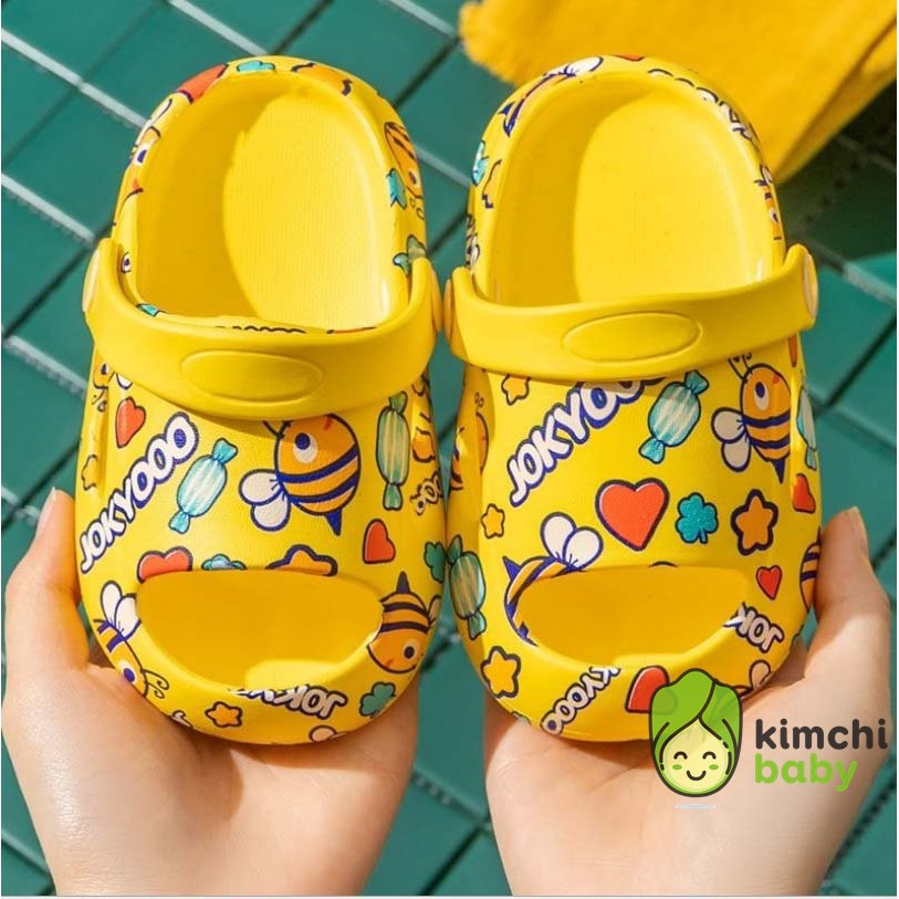 DÉP SỤC CHO BÉ TRAI, BÉ GÁI HOẠT HÌNH CHALK BEAR JOKYOO HỞ MŨI SIÊU NHẸ, SANDAL TRẺ EM MÙA HÈ DTE09