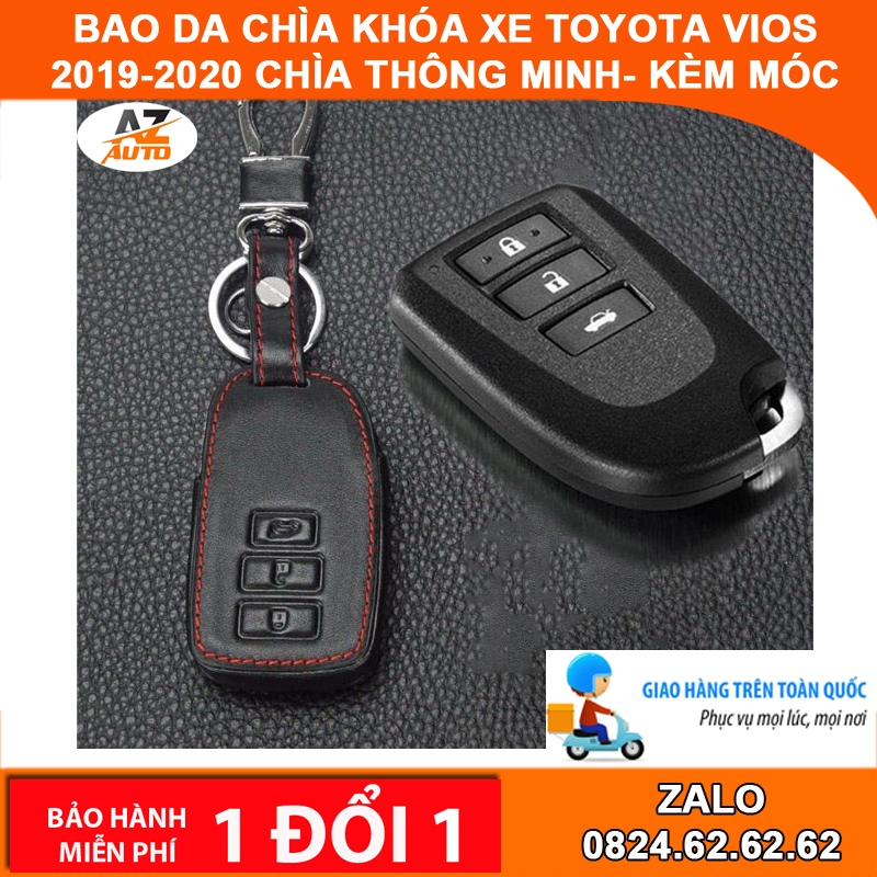 Bao da chìa khóa xe Toyota Vios 2019-2020 chìa thông minh- kèm móc khóa