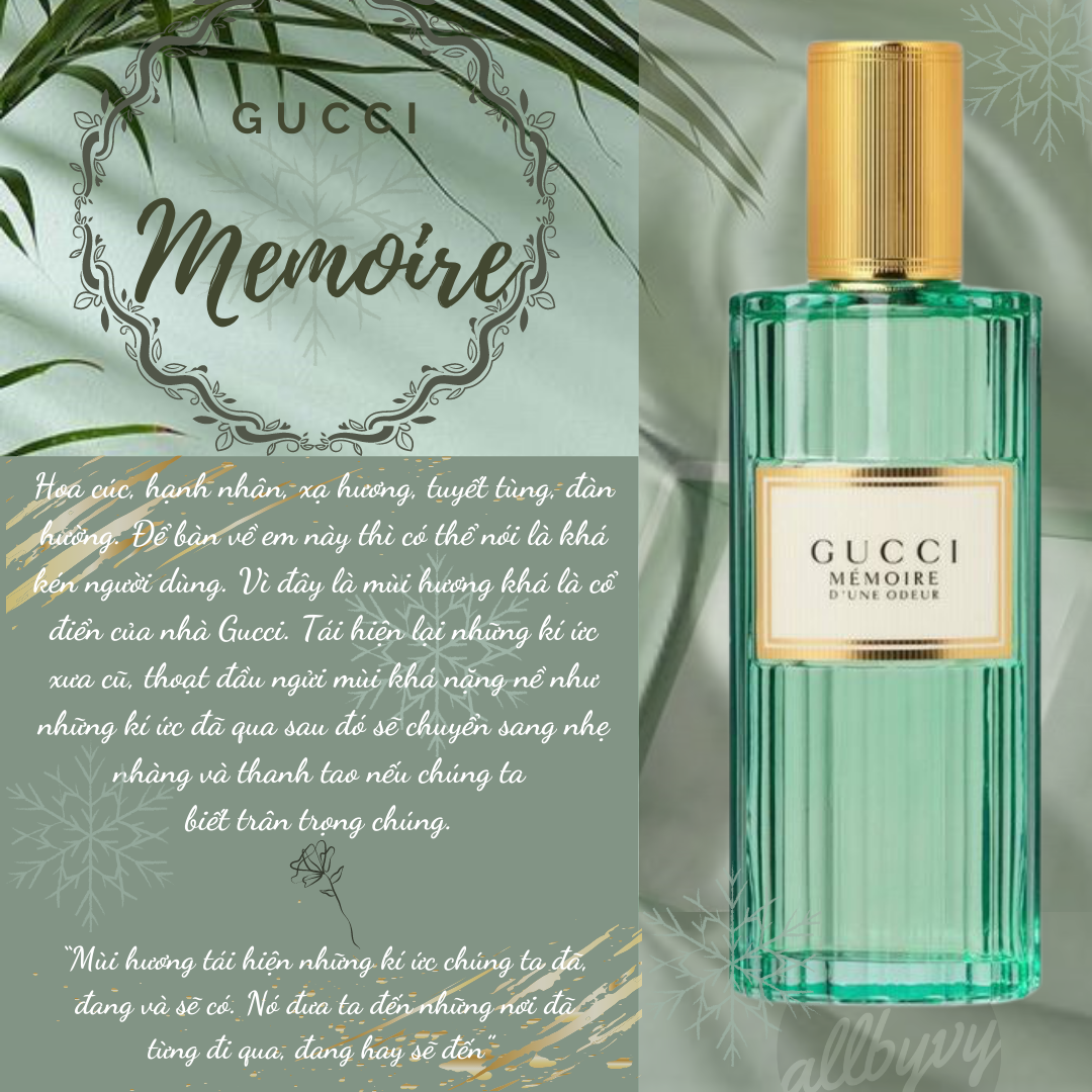 Allbyvy| Mẫu thử nước hoa 10ml Gucci Mémoire