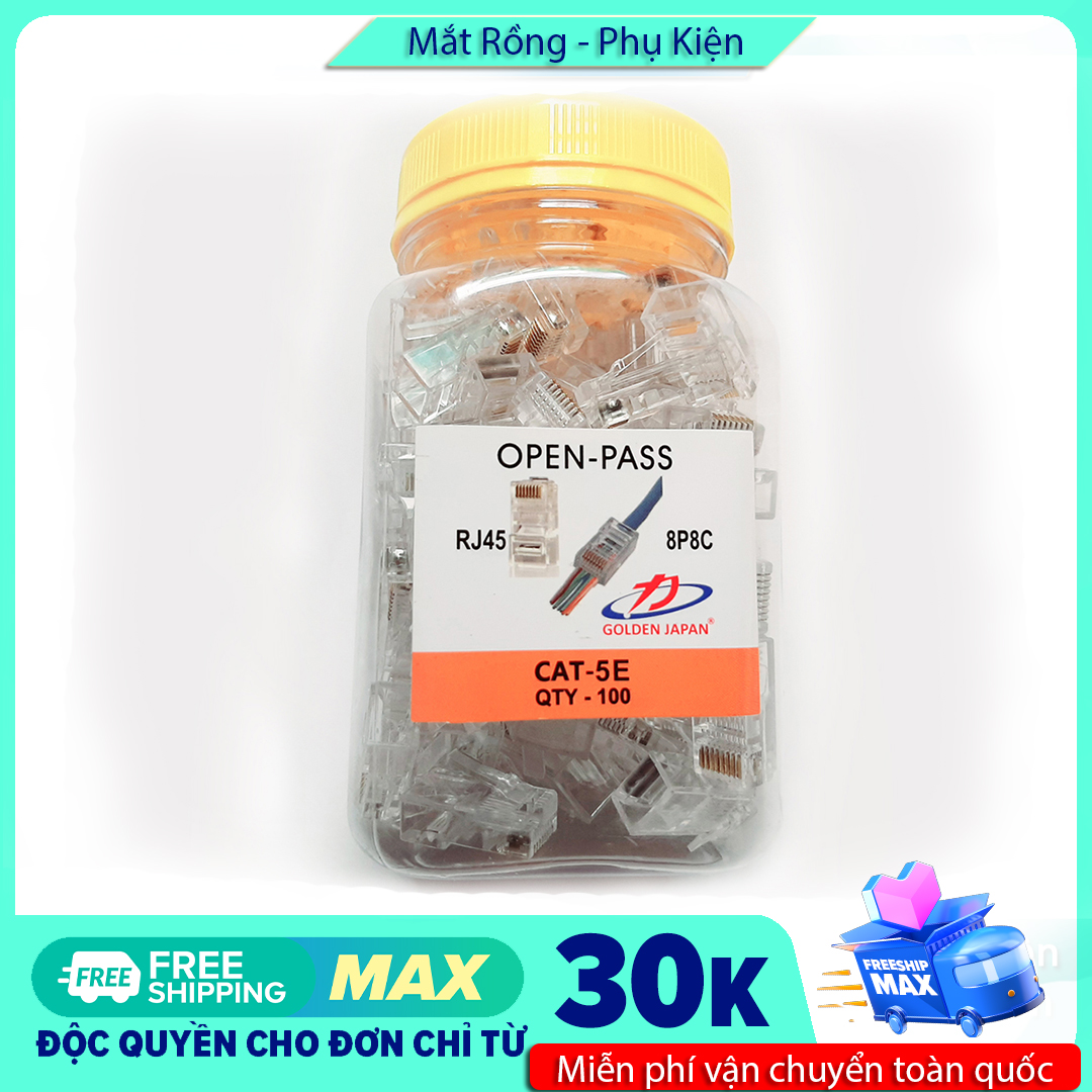 Đầu mạng xuyên thấu RJ45 GOLDEN JAPAN UTP (100c/hộp – xuyên thấu)