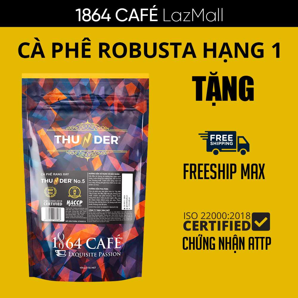 454g Cà Phê Bột Thunder No.5 Pha Phin Gu Việt - 1864 CAFÉ