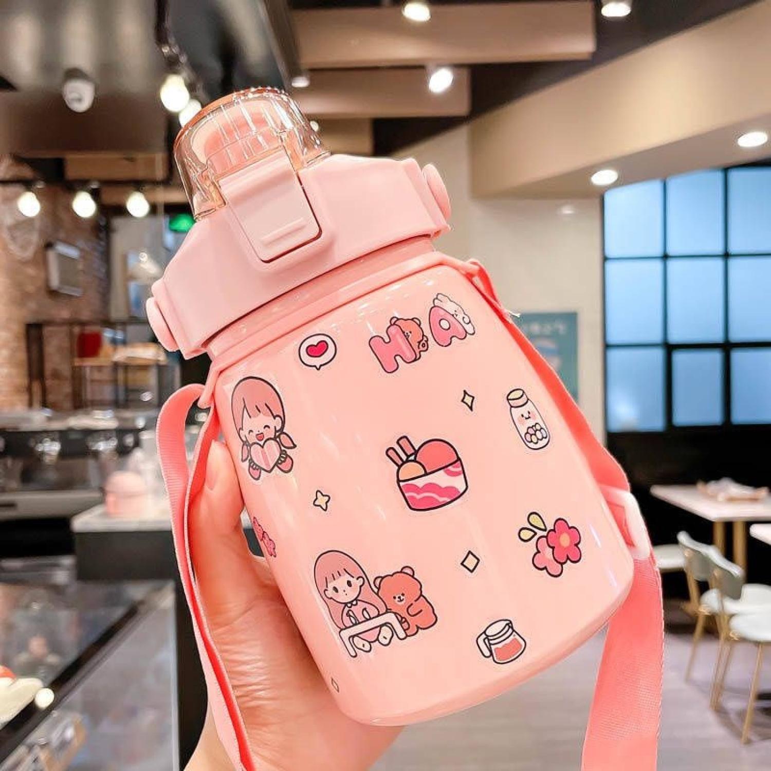 Bình nước giữ nhiệt ULIKE CUTE tặng sticker chất liệu inox 304 có ống hút và nắp đậy chắc chắn gồm cả quai xách tay - T3M