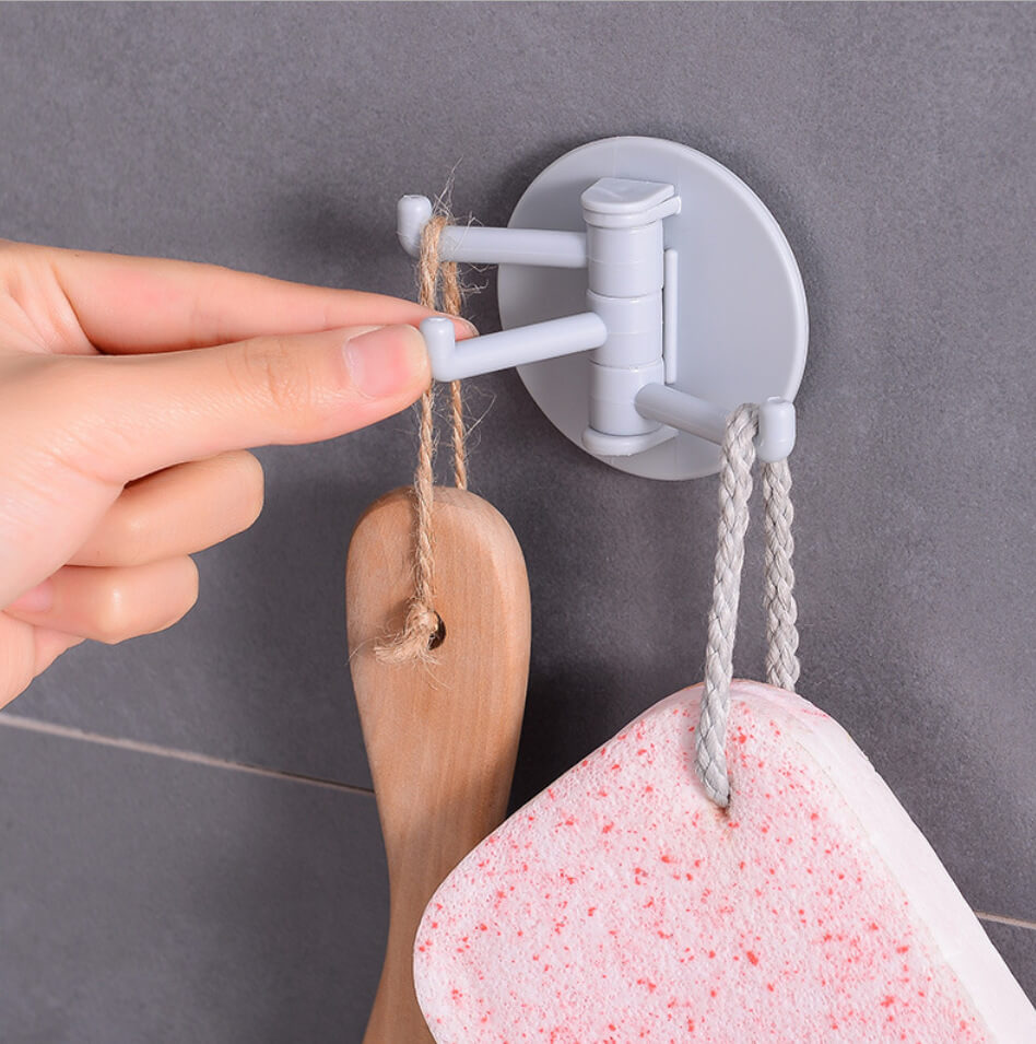 Móc Nhựa Dán Tường 3 Móc Kèm 1 Miếng Dính Tường Xoay 180º Treo Đồ Đa Năng Tiện Lợi