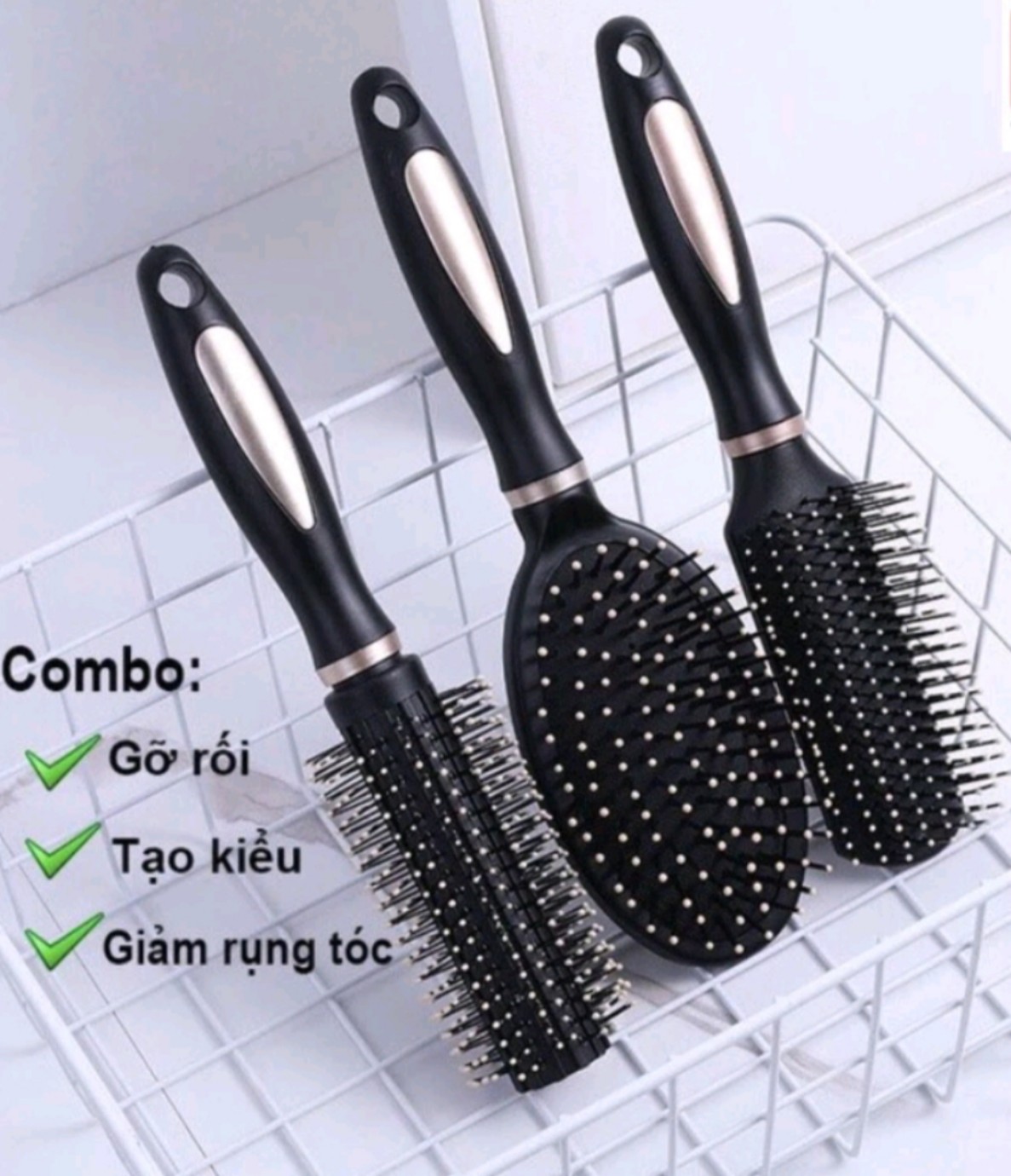 Bộ 3 lược chải đầu gỡ rối tóc, chống tĩnh điện