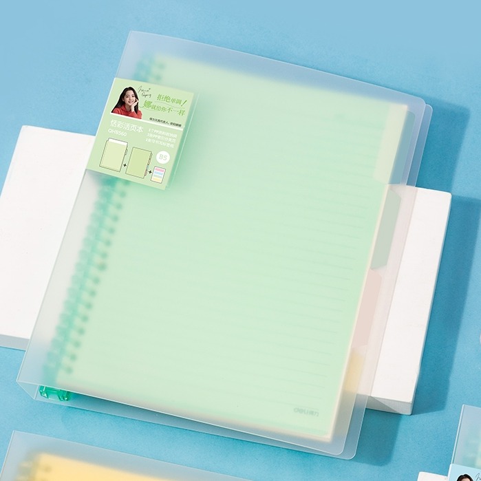 Sổ tay ghi chép B5 gáy lò xo 60 trang Deli - Xanh dương/Hồng/Vàng/Xanh lá - QHB560