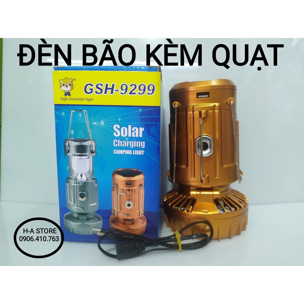 Đèn măng xông / đèn bão kèm quạt sạc tích điện / đèn trại 3in1