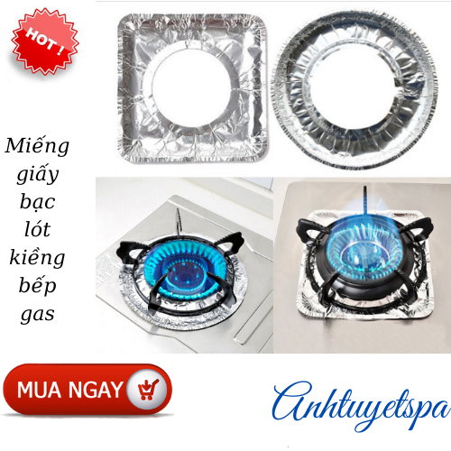 Set 10 Miếng giấy bạc lót kiềng bếp gas thiết kế thông minh,Giấy bọc lót kiềng bếp ga