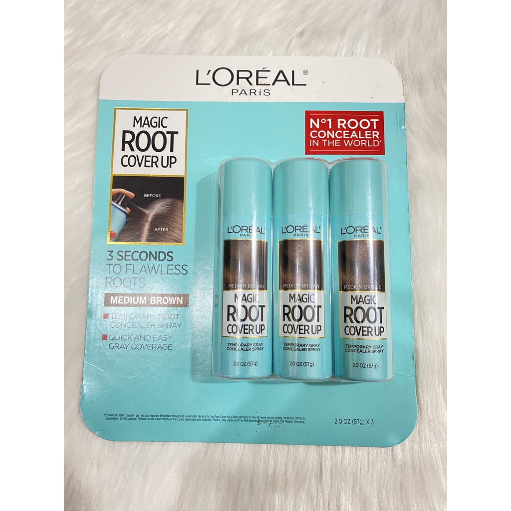 [HÀNG MỸ] Xịt Nhuộm Phủ Chân Tóc Bạc Tạm Thời L'oreal Paris Magic Root Cover Up (57g)