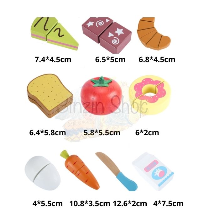 Bộ đồ chơi cắt hoa quả nam châm bằng gỗ