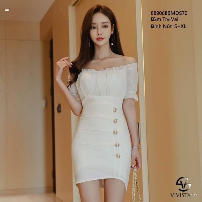 Đầm Nữ ( Váy Nữ ) Ôm Body Trễ Vai Thời Trang Bambo
