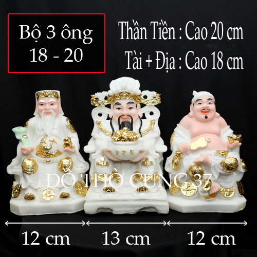 Bộ 3 ông áo trắng thần tài +thổ địa +thần tiền màu trắng