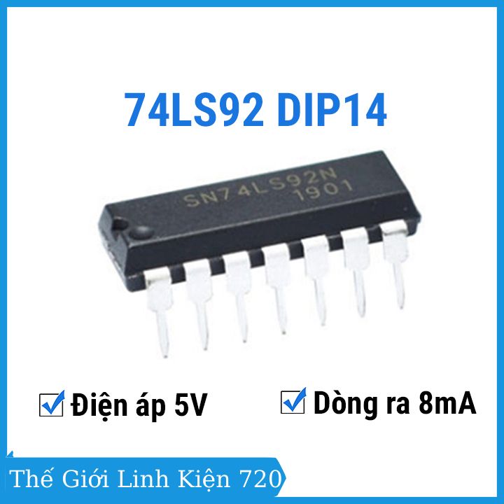 Ic74ls92 dip14 14 chân cắm bộ đếm nhị phân 4 bit kép