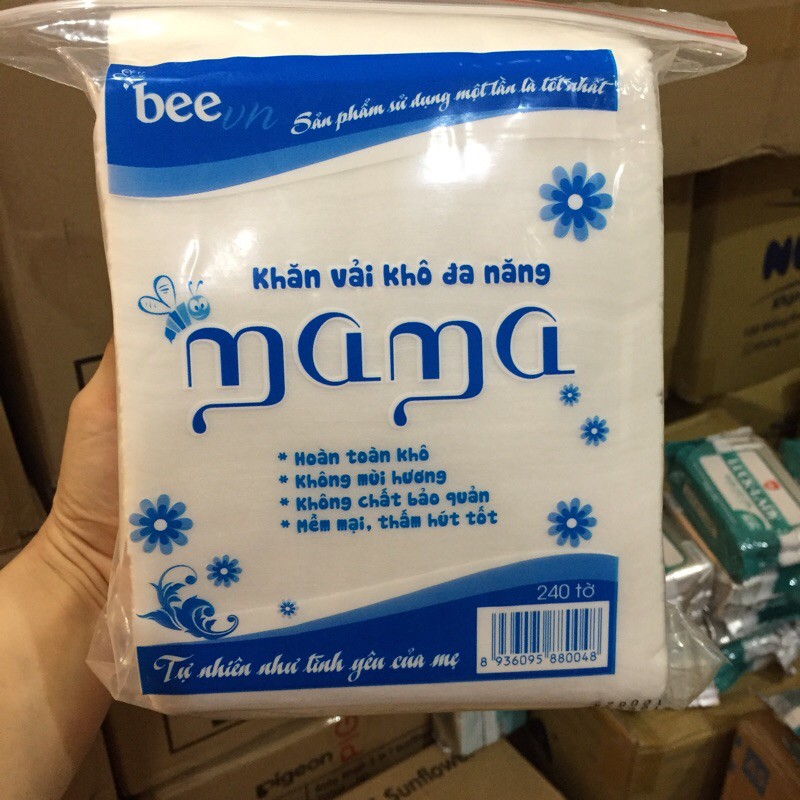 Combo 3 gói Khăn vải khô đa năng Mama (240 chiếc/túi)