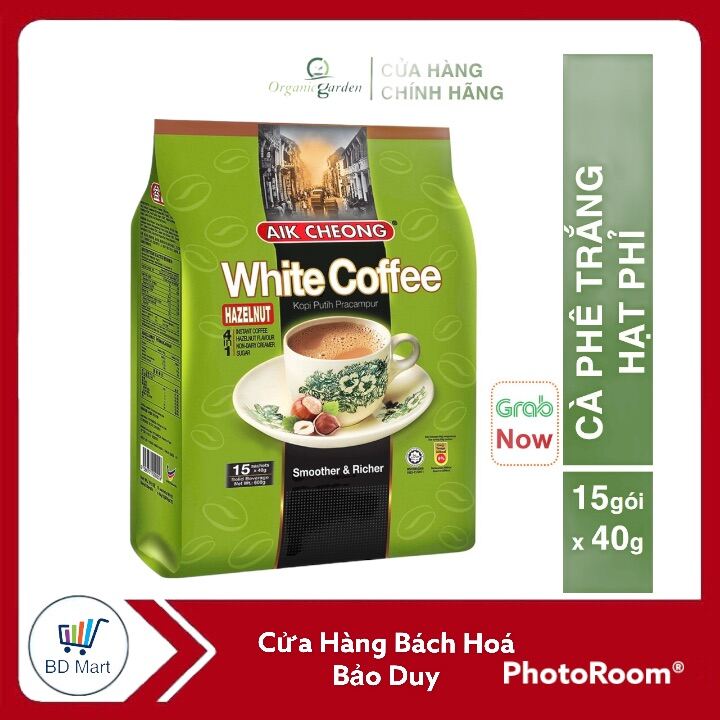 Cà phê sữa Aik Cheong White Coffee hazelnut 600g (15*40gr)