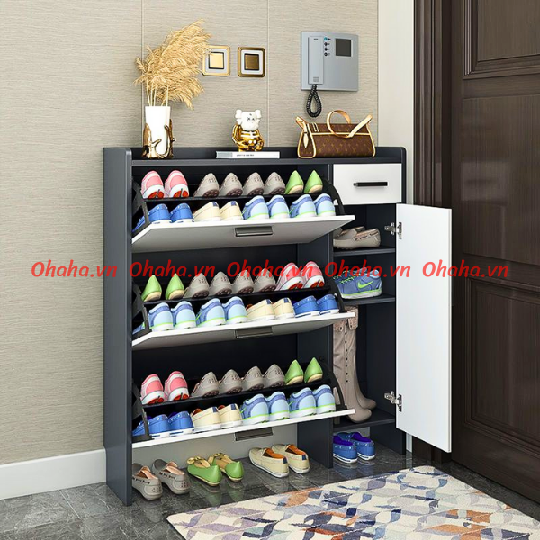 [ Freeship HCM]  [ Kèm ảnh thực tế ] Tủ giày thông minh siêu mỏng cao cấp Ohaha - TGCC023