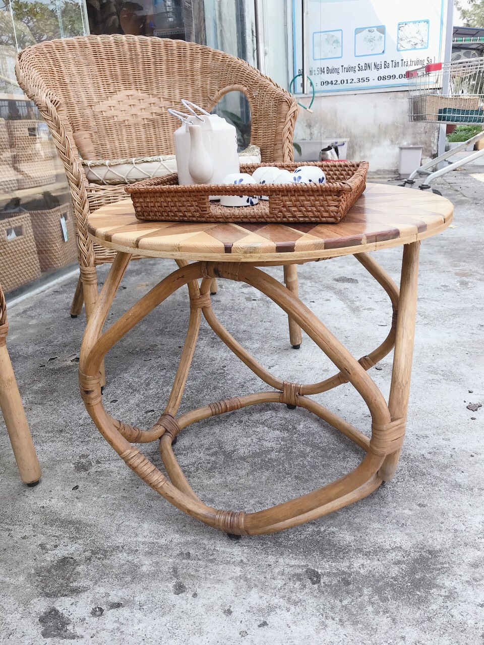 Bàn Trà Mây Các Kích Thước Phong cách Vinage Boho Siêu Xinh Xắn Decor Trang Trí Nhà Cửa Phòng Bé, Phòng Khách, Ban Công