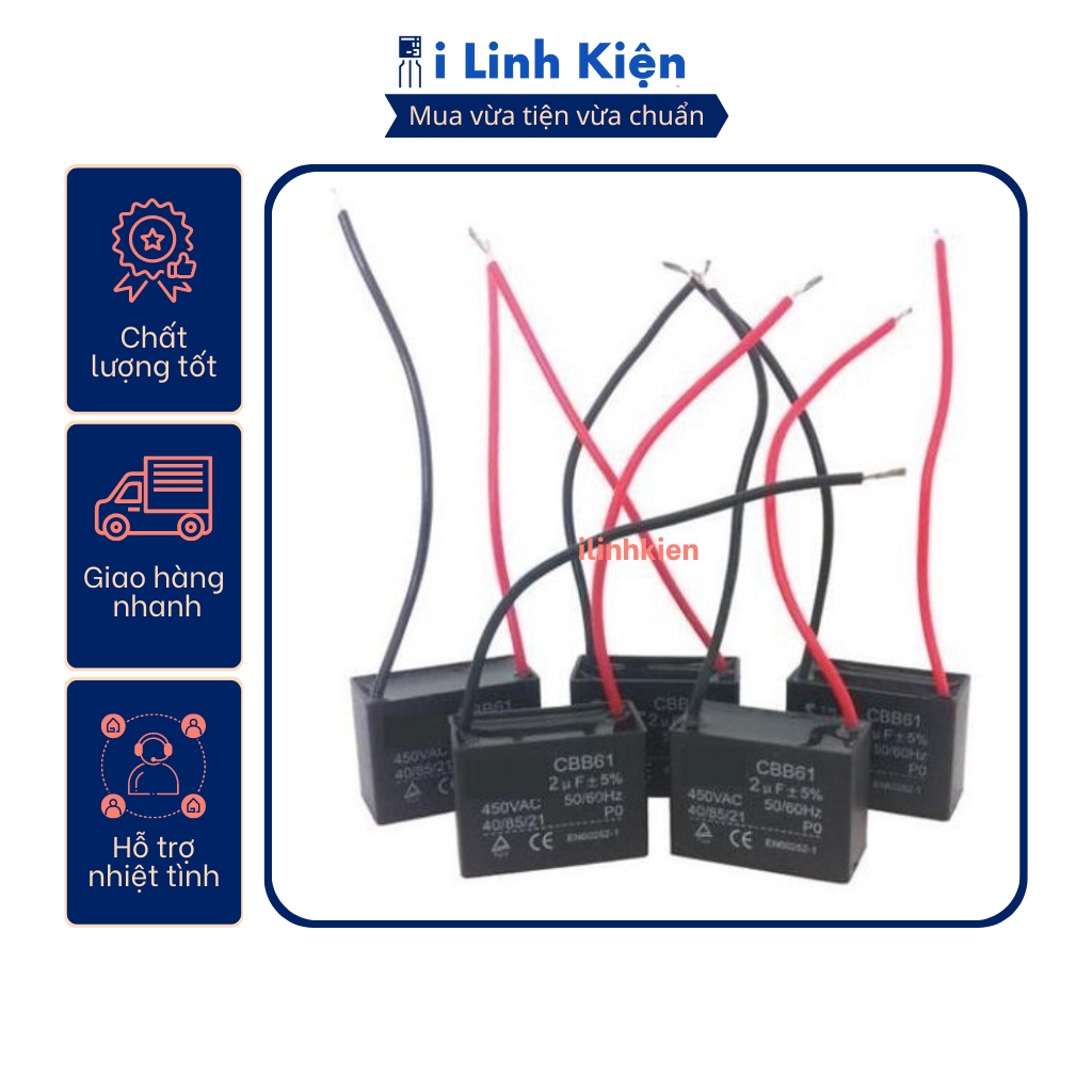 Tụ quạt 3uF dây CBB61 loại tốt
