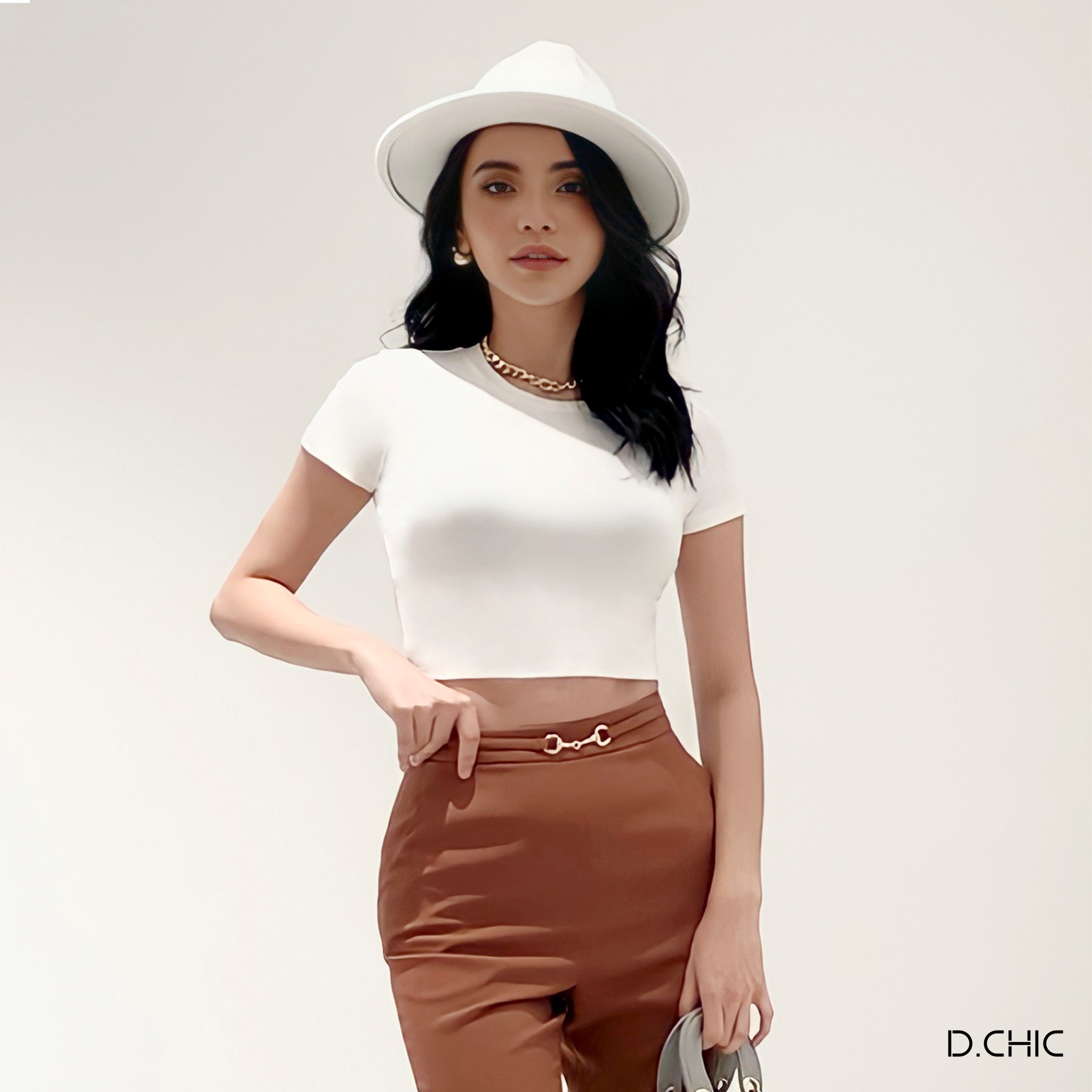 Áo phông croptop trơn basic D.CHIC MS: 186009