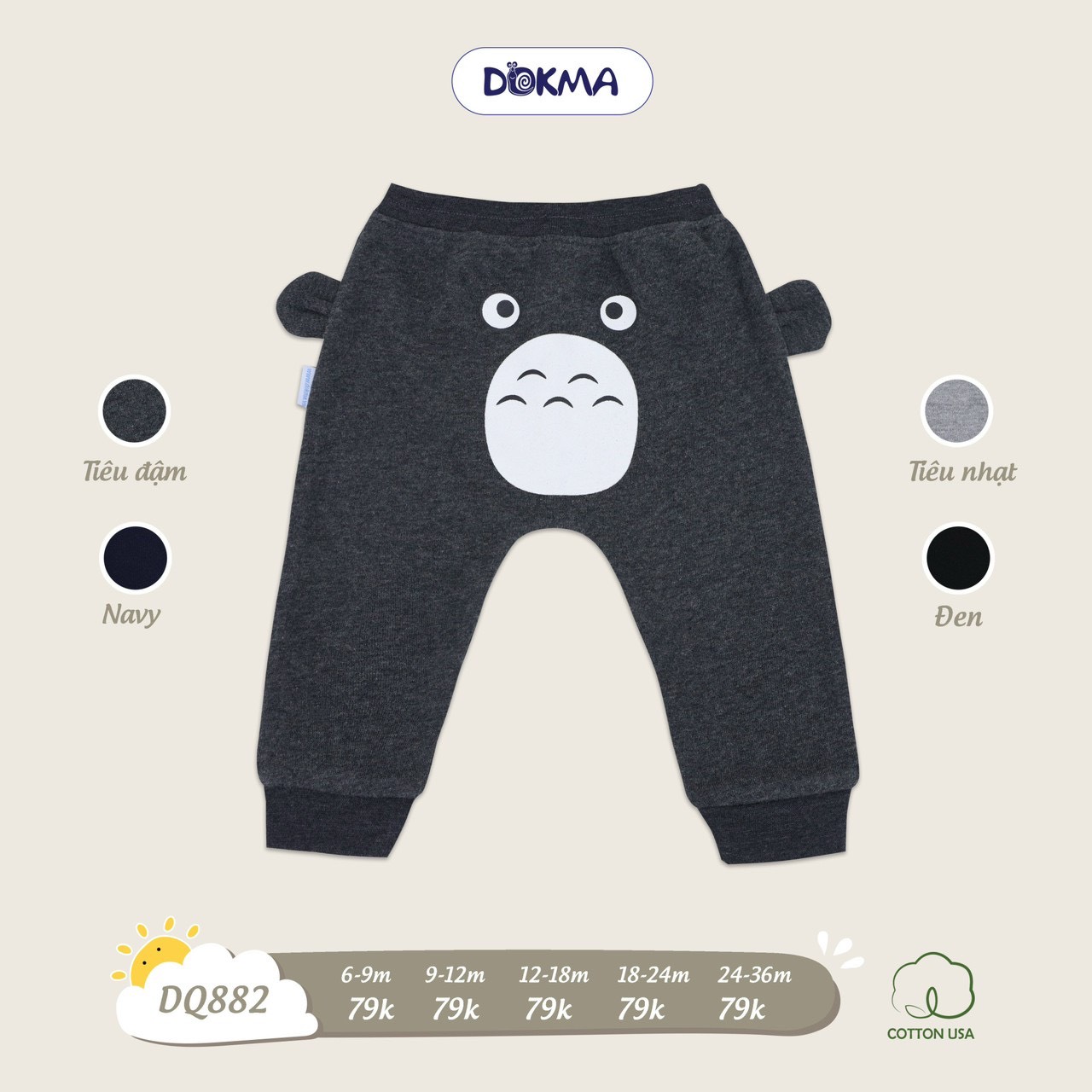 Quần nỉ bông mông thú dokma cho bé 3-24m
