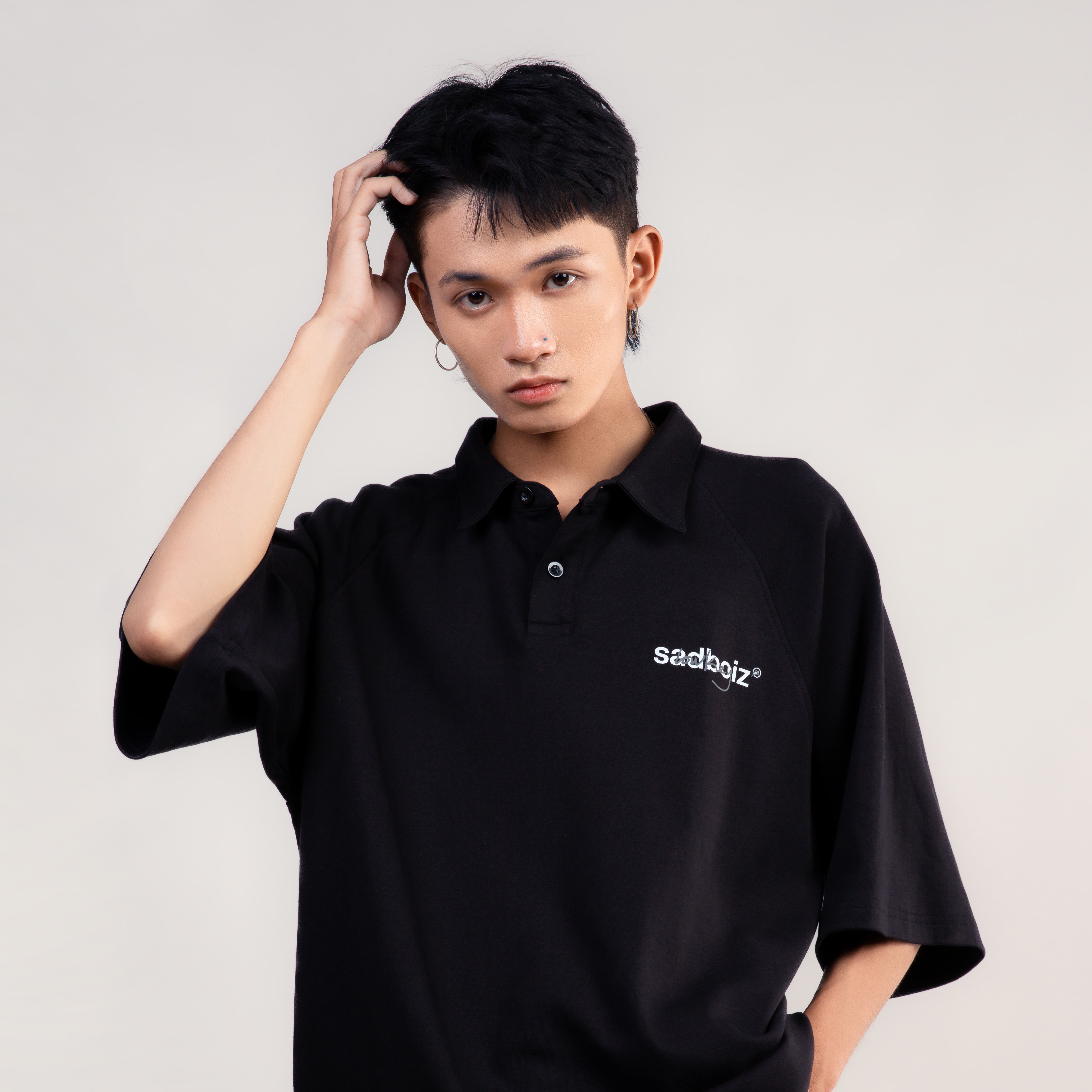 Áo polo SADBOIZ Lowkey Black & White