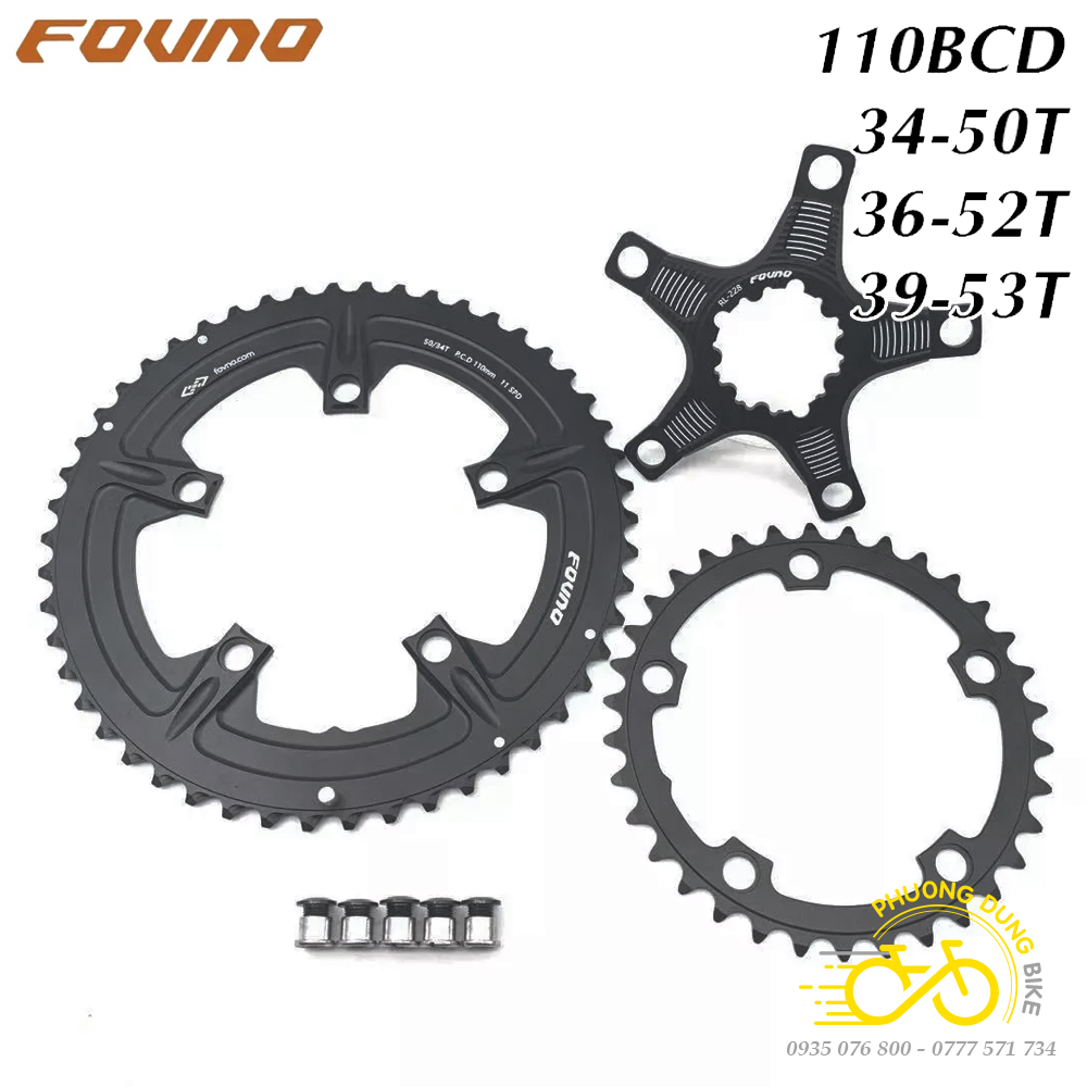 Bộ 2 đĩa rời nhôm xe đạp FOVNO 110BCD 34-50T / 36-52T / 39-53T