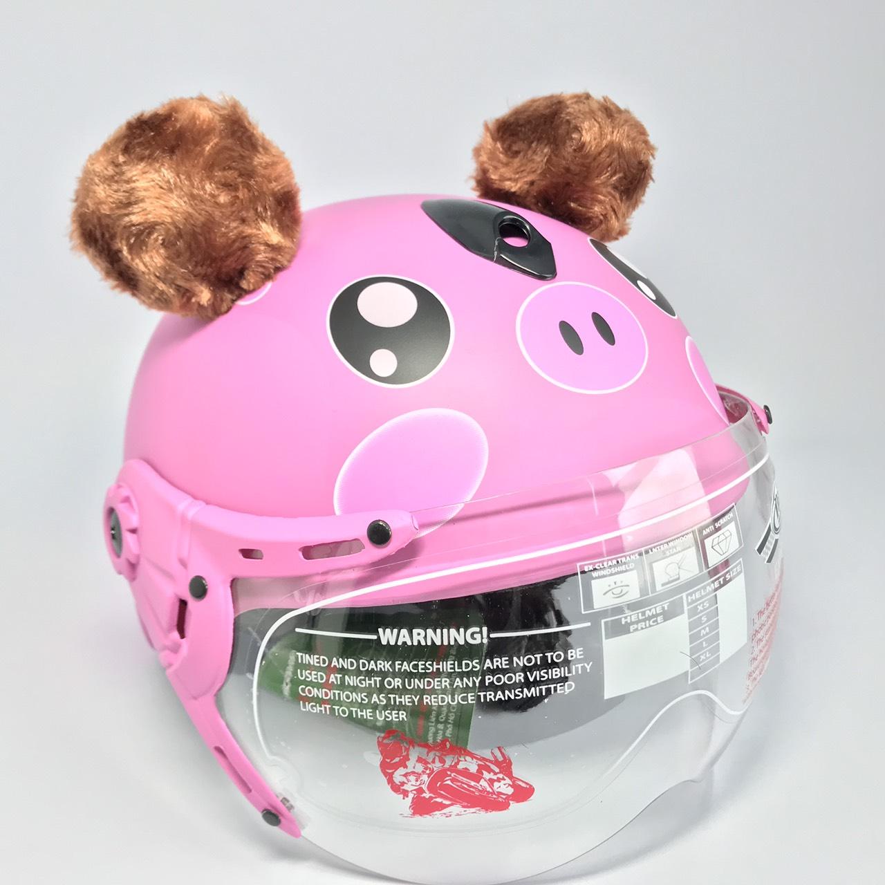 Mũ bảo hiểm trẻ em có kính VS hình heo dễ thương cho bé từ 3-6 tuổi