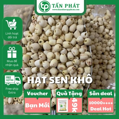 [Hạt hữu cơ] Hạt sen sấy khô 500g - tấn phát