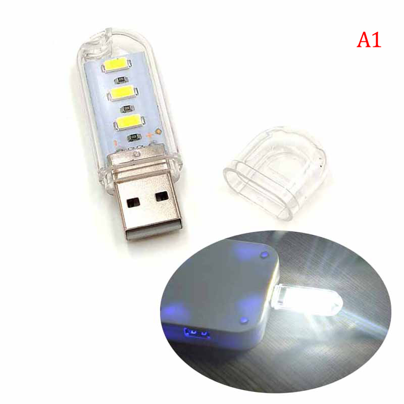 Caomangjiuk Đèn ngủ LED mini cầm tay thiết bị cắm trại Đèn Chip 3 đèn Led nguồn USB