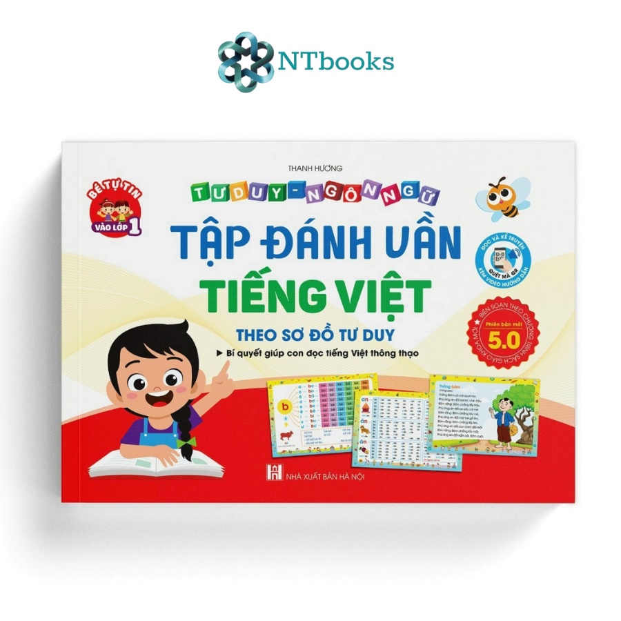 Sách Tập đánh vần tiếng Việt - Theo sơ đồ tư duy - Bản mới nhất 5.0 - Quét mã QR để nghe hướng dẫn đọc - NTbooks