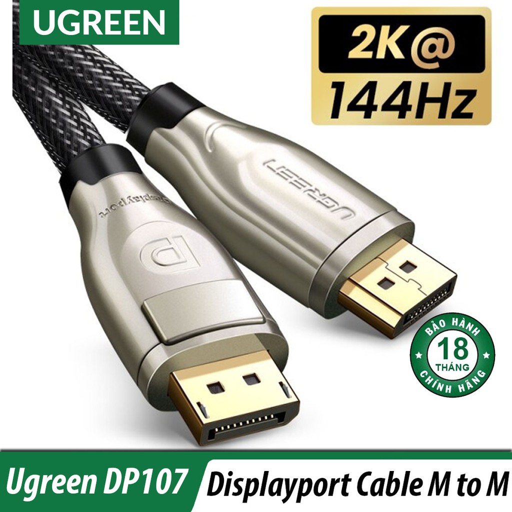 Cáp Displayport sang Displayport dài 2m chuẩn 1.2 cao cấp hỗ trợ 4k*2K Ugreen 30120 Chính Hãng
