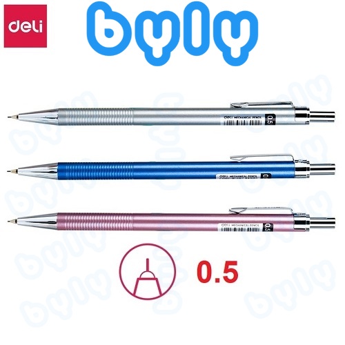 Bút chì bấm ngòi 0.5mm thân kim loại DELI 6492 - ByLy Store