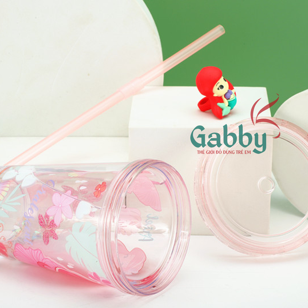 LY PHA LÊ 2 LỚP CÓ ỐNG HÚT DISNEY (MICKEY/ ELSA/ ARIEL/ OLAF/ MINNIE/ MC QUEEN/ JUMBO) - GABBY STORE