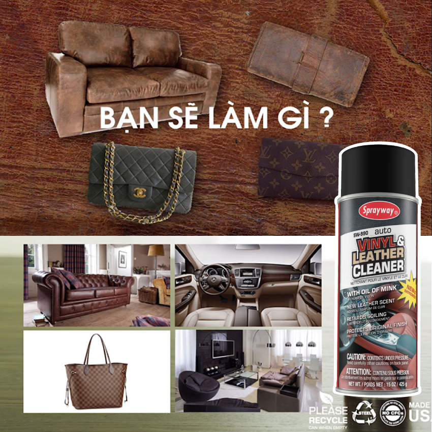 [HCM] CHAI XỊT VỆ SINH VÀ BẢO VỆ ĐỒ DA - SPRAYWAY 990