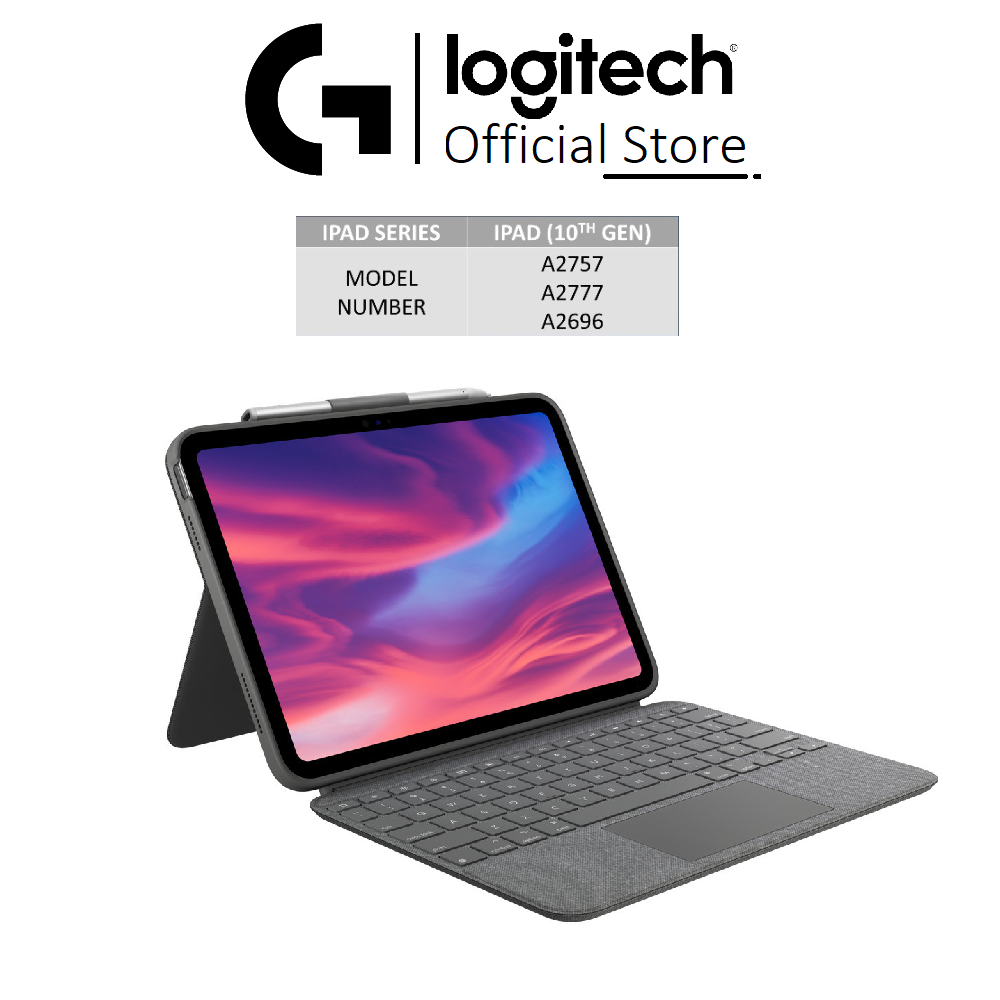 Logitech keyboard leather cover combo touch iPad 10-iPad Gen 10 -detachable trackpad, backlit-1 year warranty