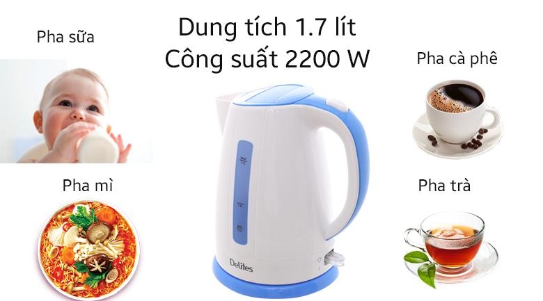 Bình siêu tốc Delites 1.7 lít ST17P01WG