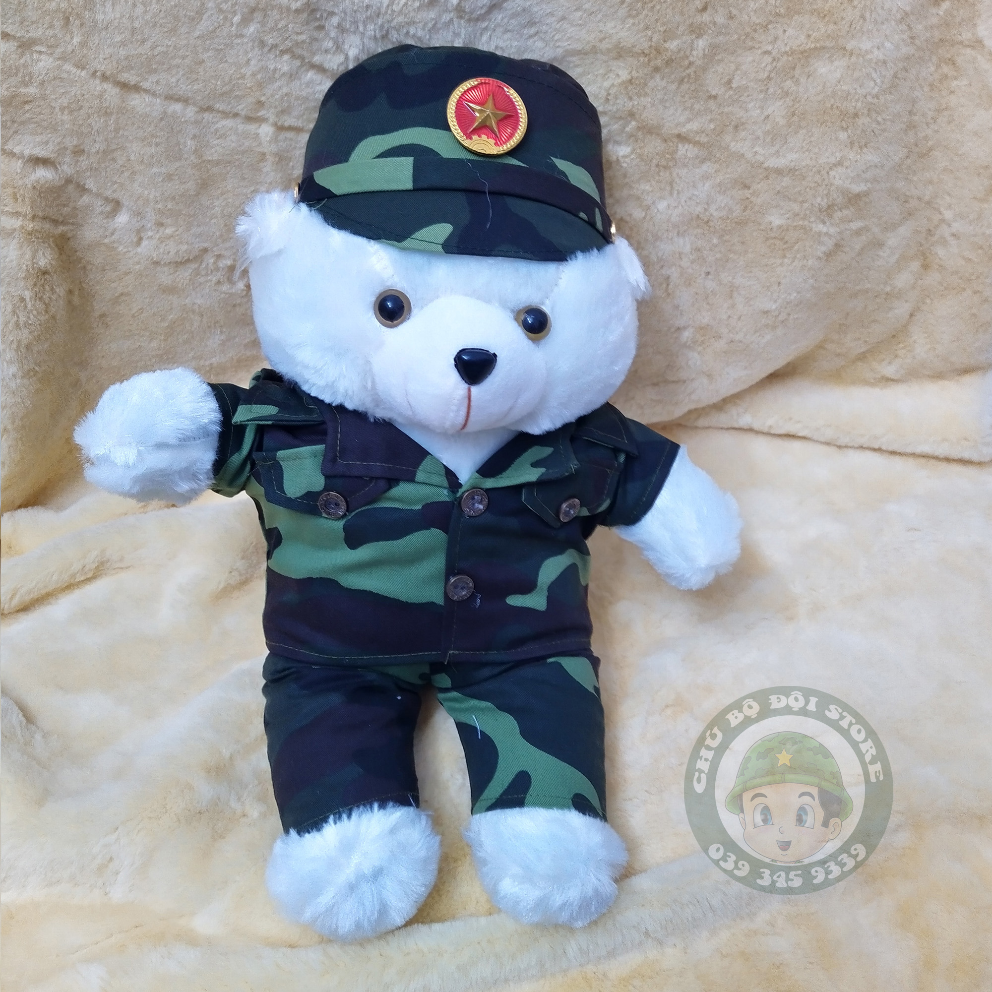 Gấu bông mặc đồ rằn ri – thú nhồi bông lính – chubodoistore