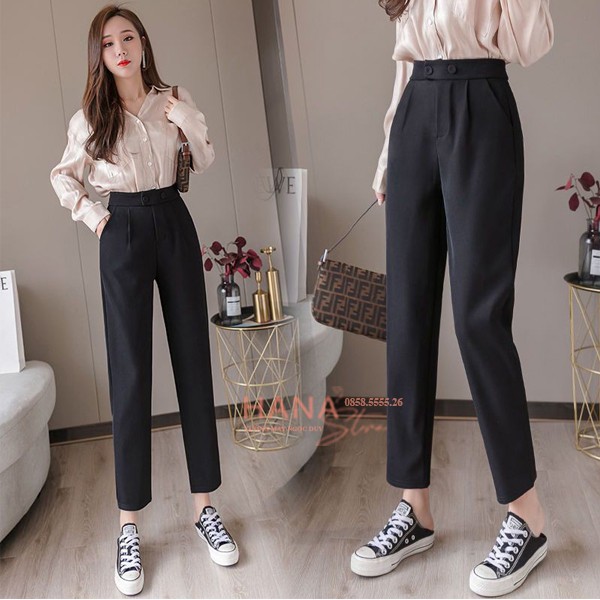 Quần Baggy Cạp Cao 2 khuy ngang