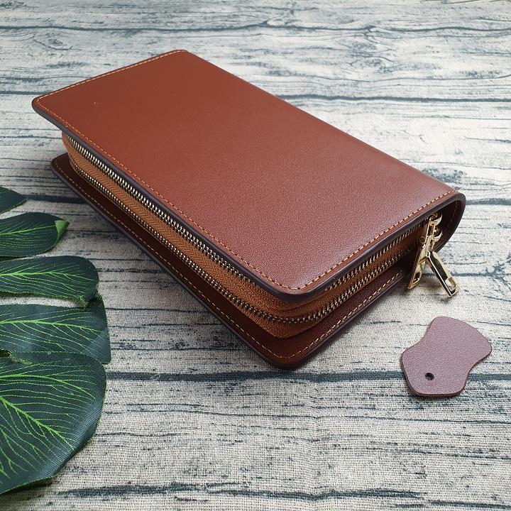 [Da thật] Clutch 2 ngăn kéo da Nappa CL124 (Black-Brown)