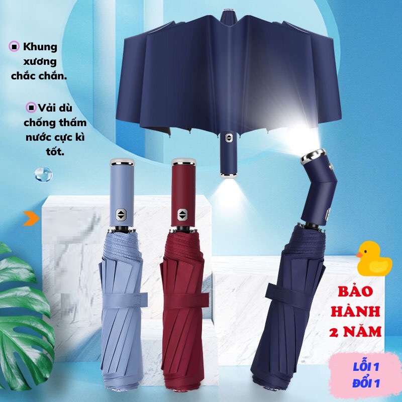  Ô Dù  Đi Nắng Đi Mưa Có Đèn Pin Tiện Dụng Ô Dù Gấp Ngược Tự Động Đóng Mở Tích Hợp Đèn Pin LED  HCM  Ô Dù Gấp Ngược Tự Động Đóng Mở 2 Chiều - Loại 10 Nan Phản Quang Che Mưa Nắng Chống Tia UV - Có Đèn Pin 
