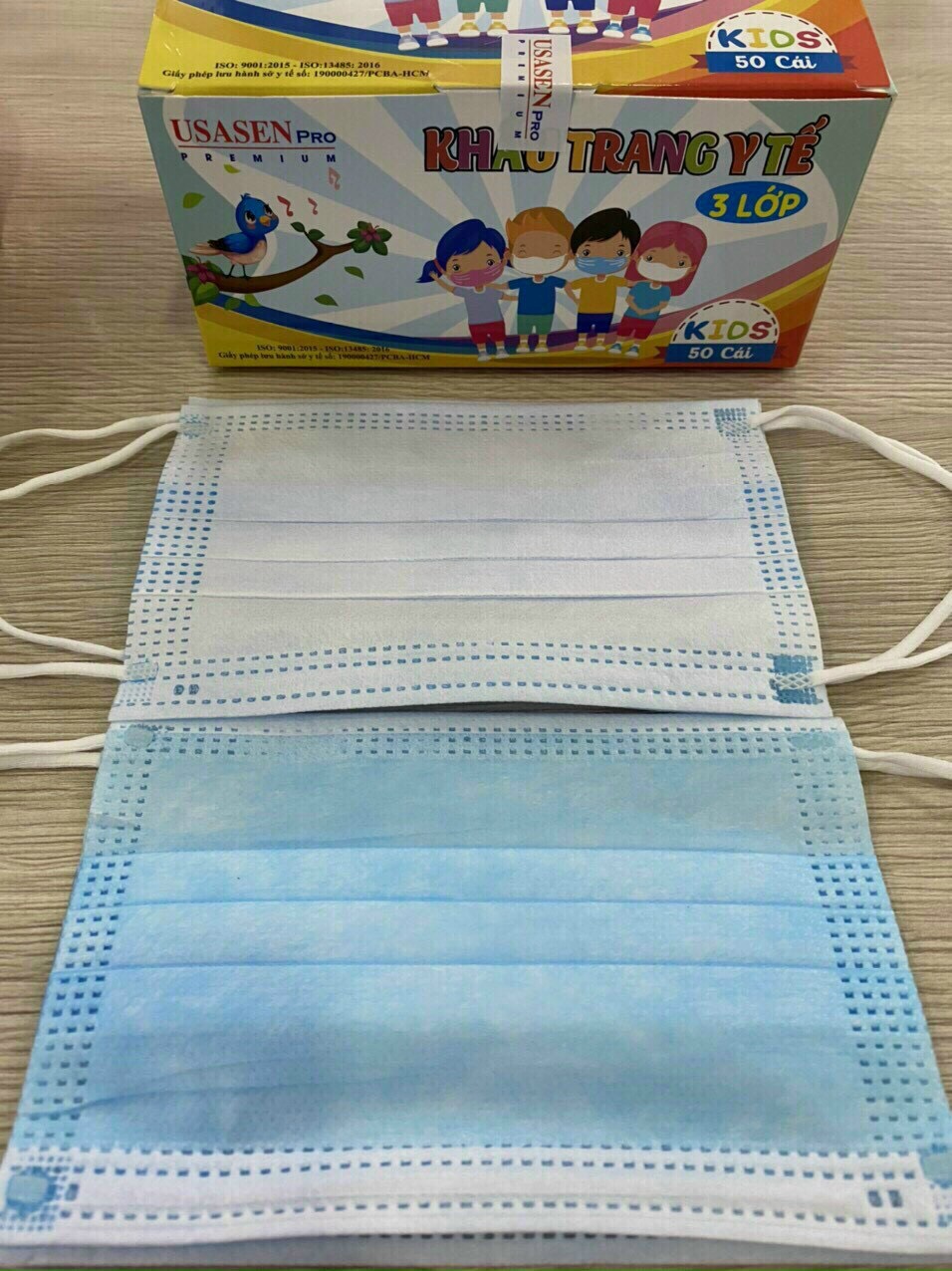 [Trẻ Em] Hộp 50 cái khẩu trang y tế trẻ em kháng khuẩn có tem
