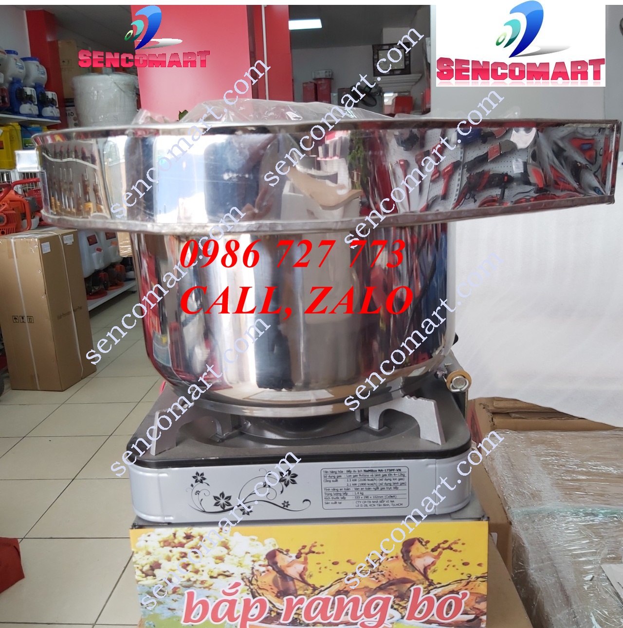 Máy làm bắp rang bơ có mang, 2 van ga