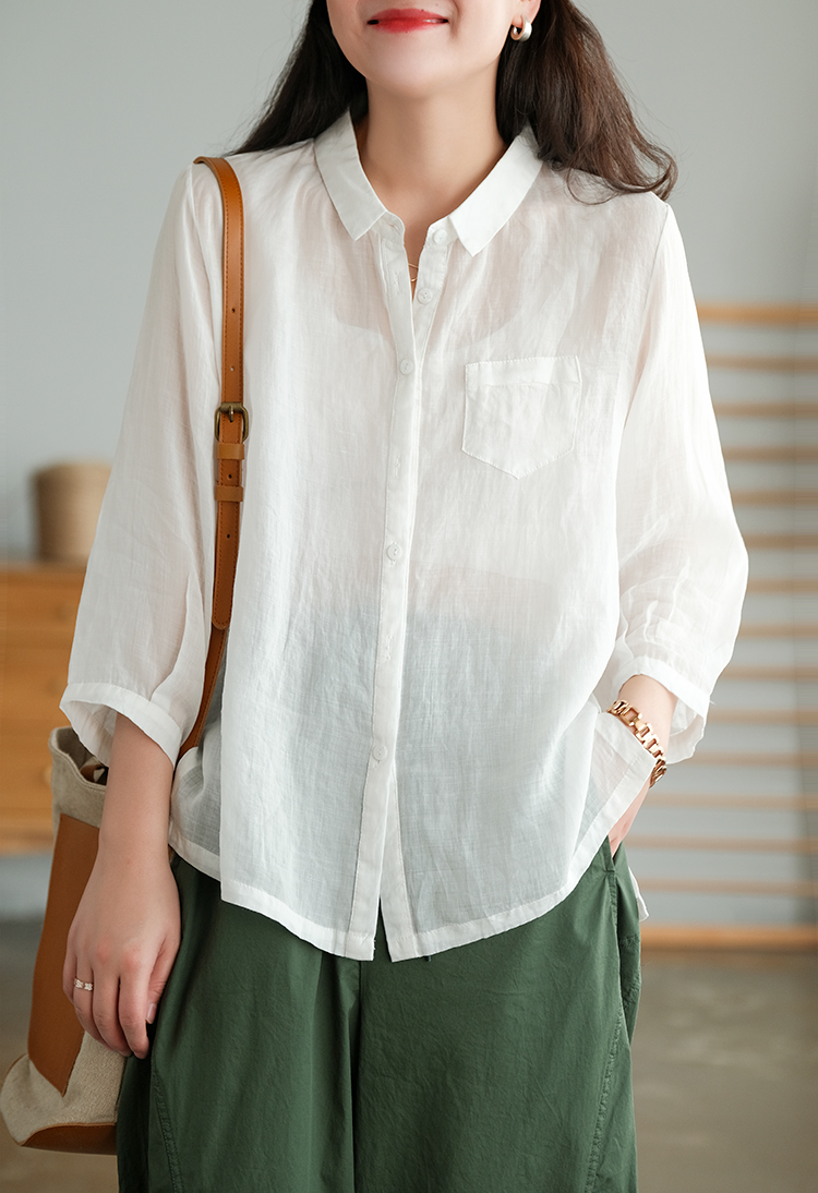 Sơ mi linen mỏng, có túi ngực - SM228