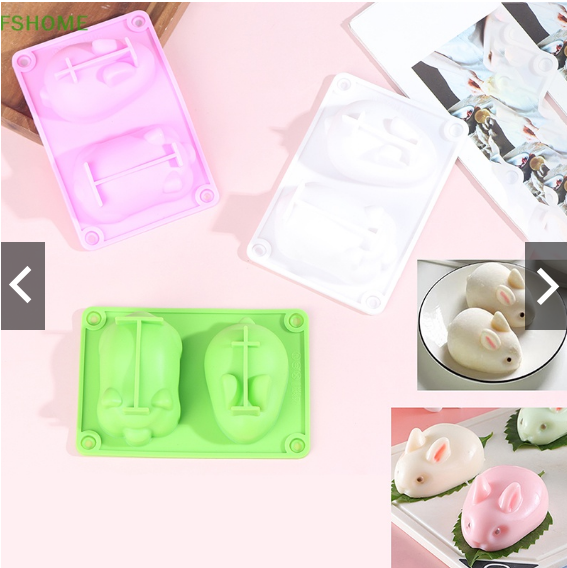 Khuôn silicone Làm Bánh Hình Thỏ / Heo (2 khoang)