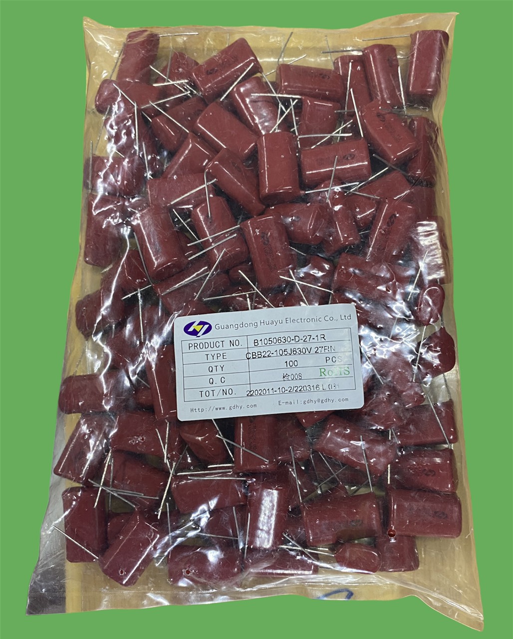 Combo 100 con tụ kẹo nâu đỏ cbb22 105j 630v quỳnh diễn